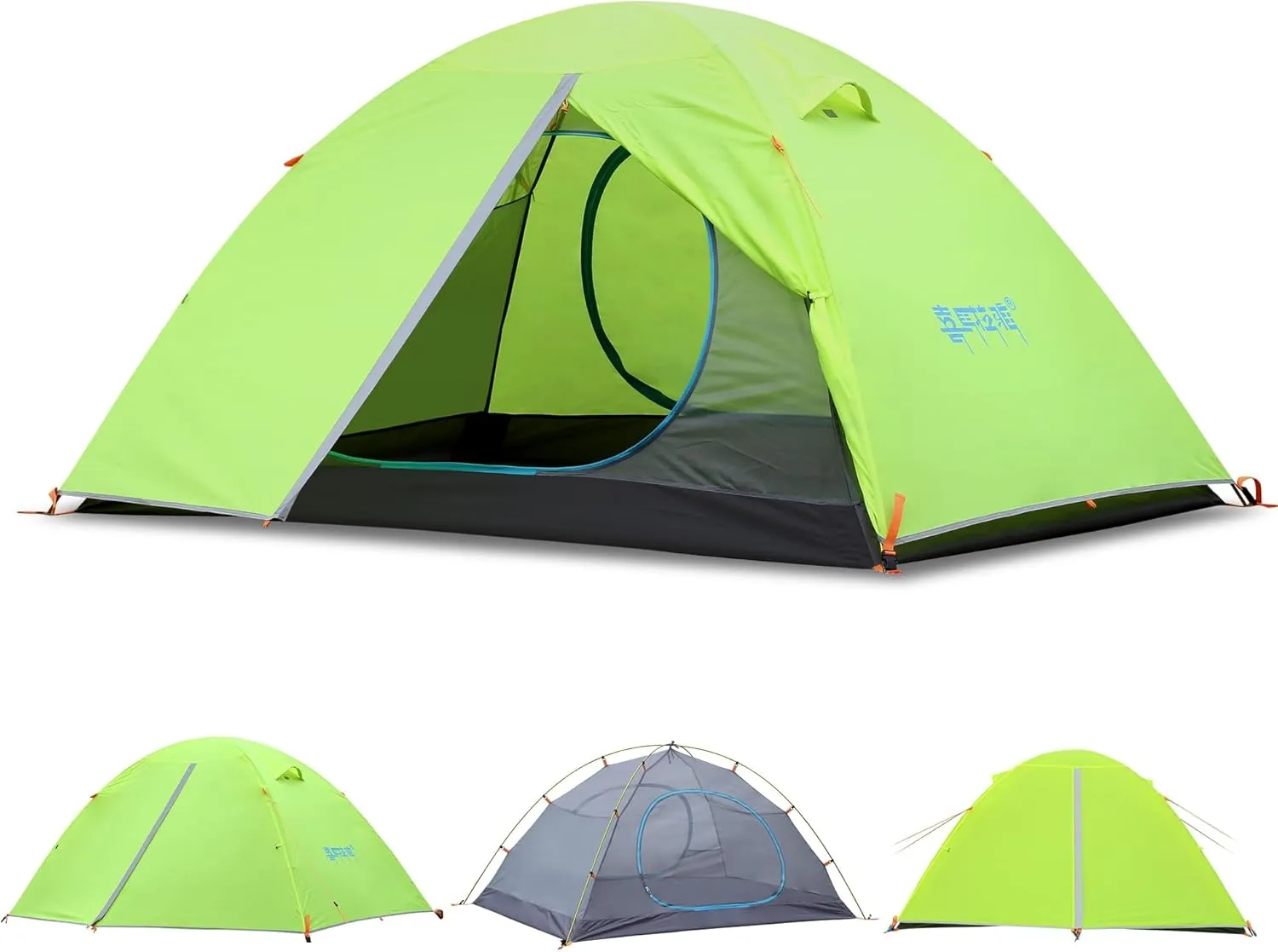 2/3 Person Camping Tent Backpacking Lightweight Tent Waterproof Windproof Aluminum Pole Two Doors Double Layer Easy Setup Portable for Outdoor Camping Hiking Beach Travel