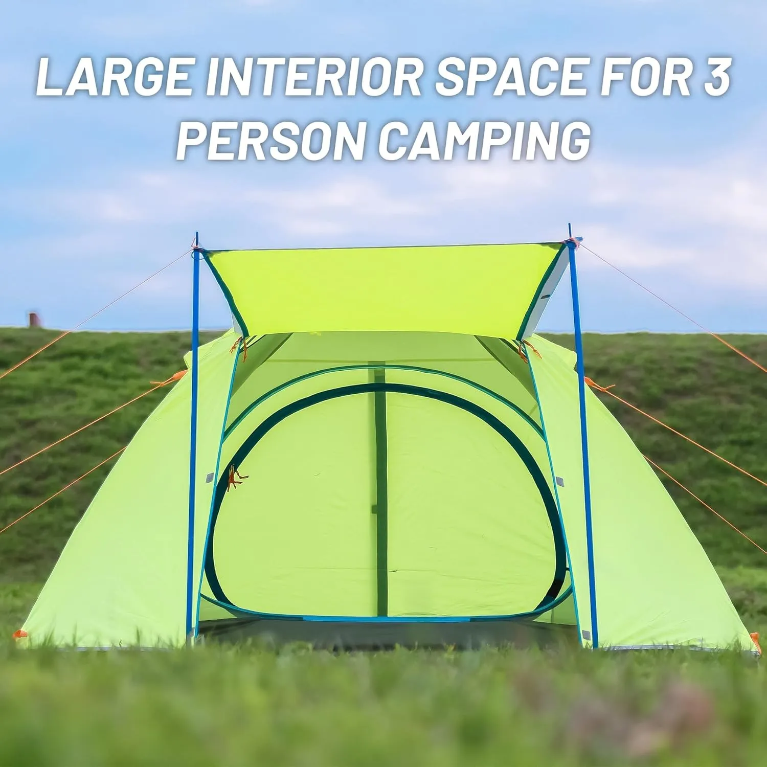 2/3 Person Camping Tent Backpacking Lightweight Tent Waterproof Windproof Aluminum Pole Two Doors Double Layer Easy Setup Portable for Outdoor Camping Hiking Beach Travel