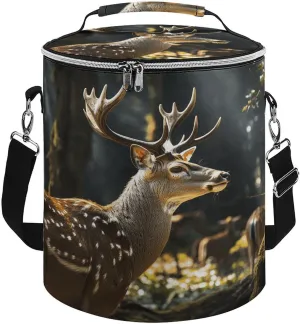 24 Cans Collapsible Soft Cooler Bag,Deer in Wild Large Leakproof Camping Cooler,Portable Travel Cooler for Picnic, Camping, Beach, Trip