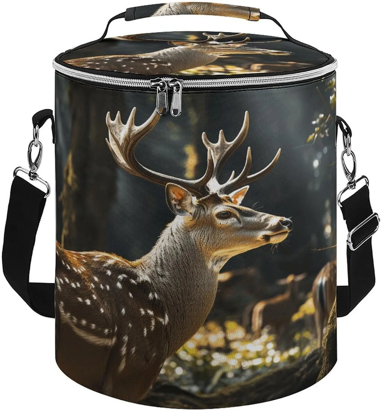 24 Cans Collapsible Soft Cooler Bag,Deer in Wild Large Leakproof Camping Cooler,Portable Travel Cooler for Picnic, Camping, Beach, Trip