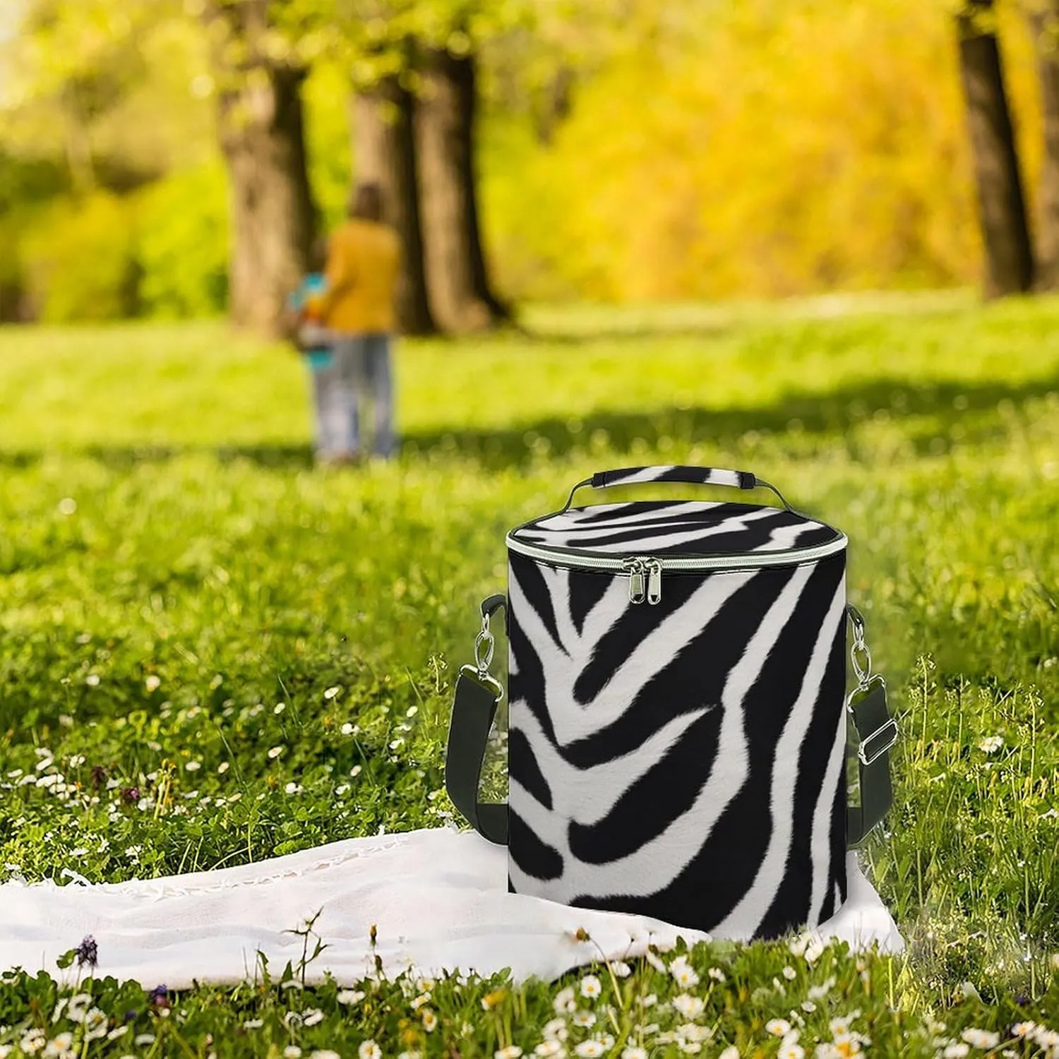 24 Cans Collapsible Soft Cooler Bag,Zebra Animal Large Leakproof Camping Cooler,Portable Travel Cooler for Picnic, Camping, Beach, Trip