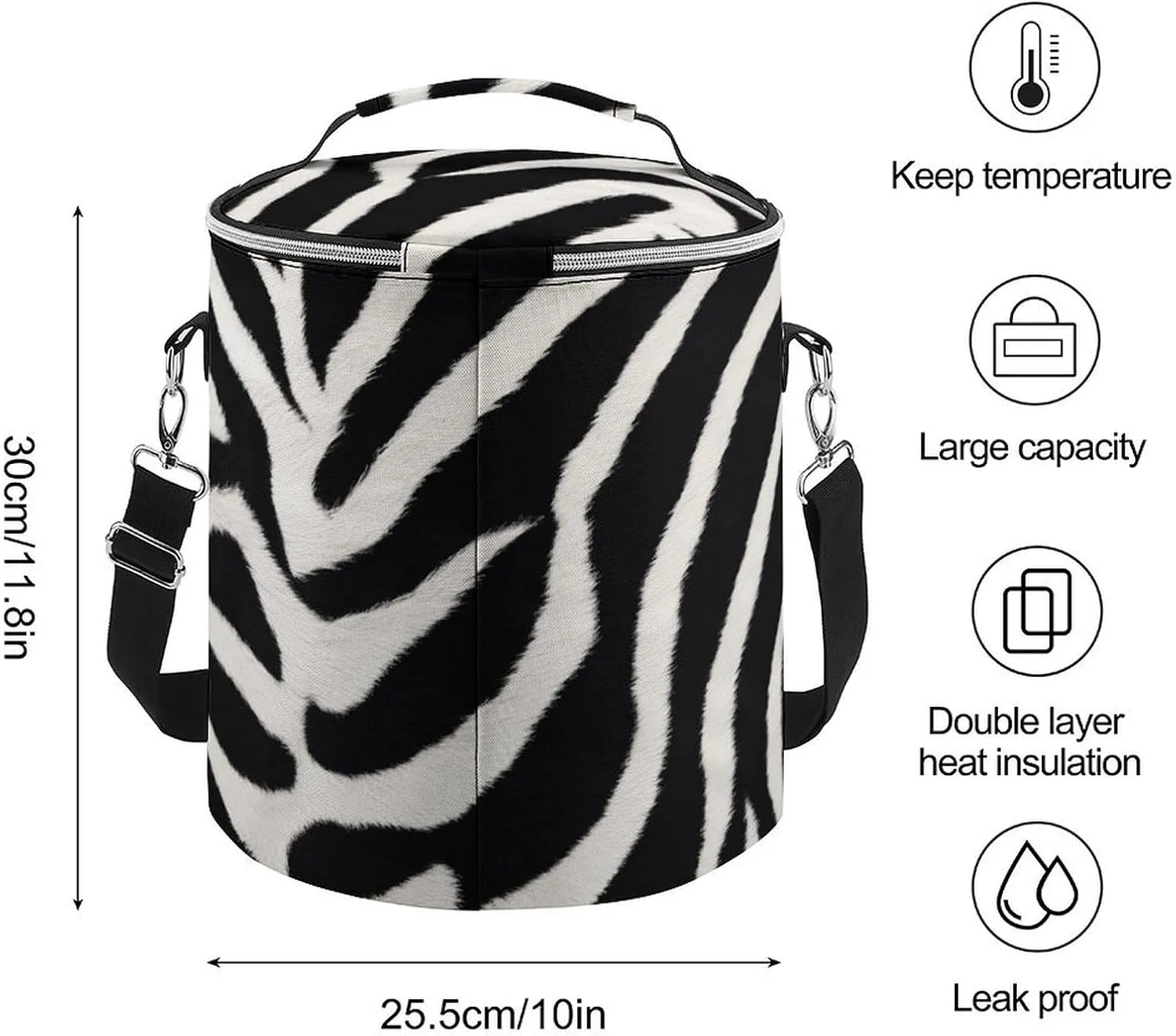 24 Cans Collapsible Soft Cooler Bag,Zebra Animal Large Leakproof Camping Cooler,Portable Travel Cooler for Picnic, Camping, Beach, Trip