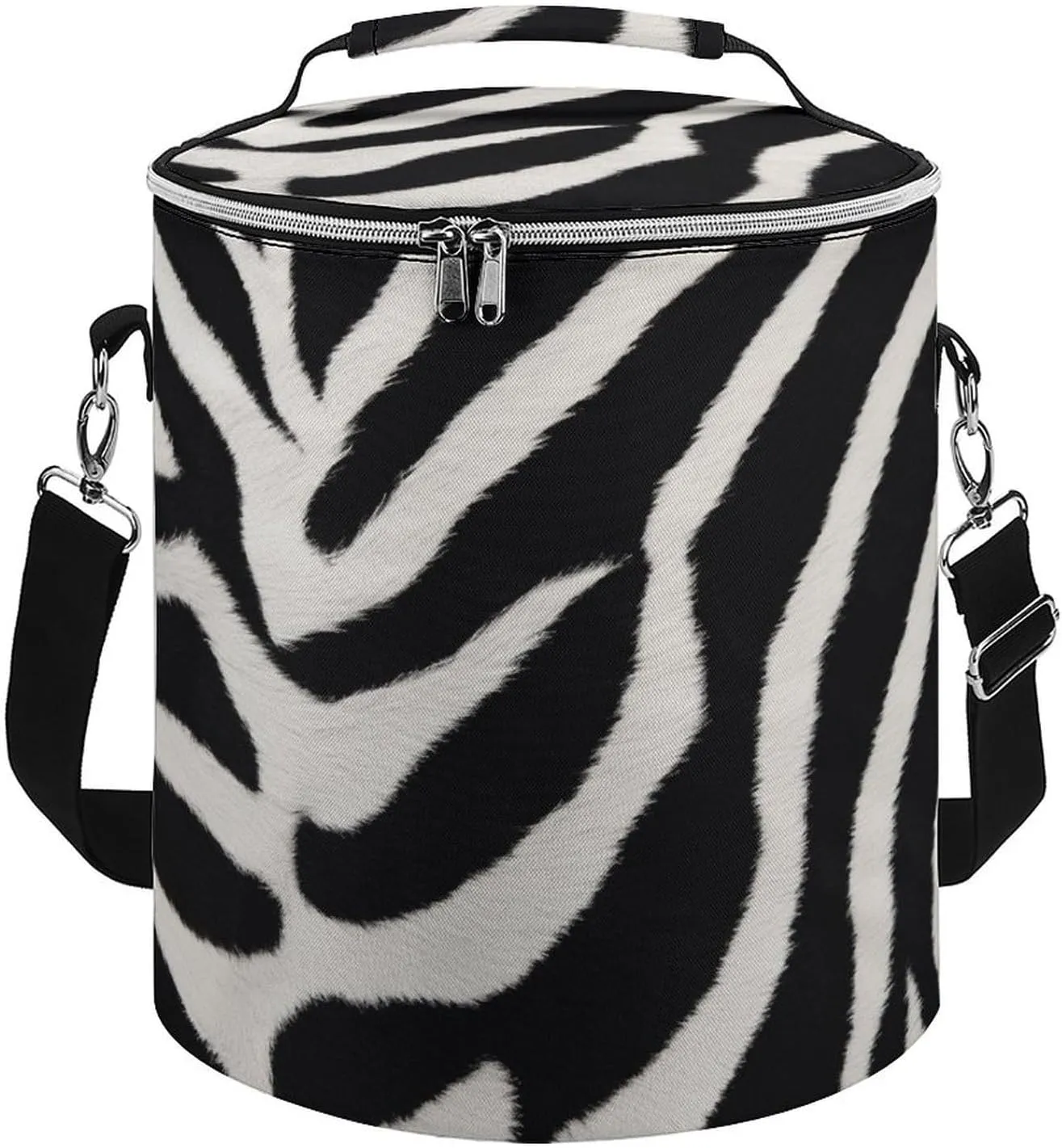 24 Cans Collapsible Soft Cooler Bag,Zebra Animal Large Leakproof Camping Cooler,Portable Travel Cooler for Picnic, Camping, Beach, Trip