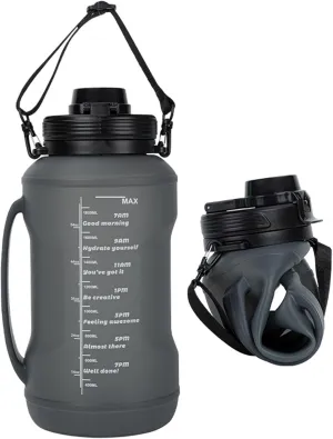 2L/64OZ Folding Water Bottle, Collapsible Silicone Water Bottle with Straw BPA-Free Leakproof Portable Lightweight Outdoor Cycling Fitness Sports Travel Folding Drinking Cup