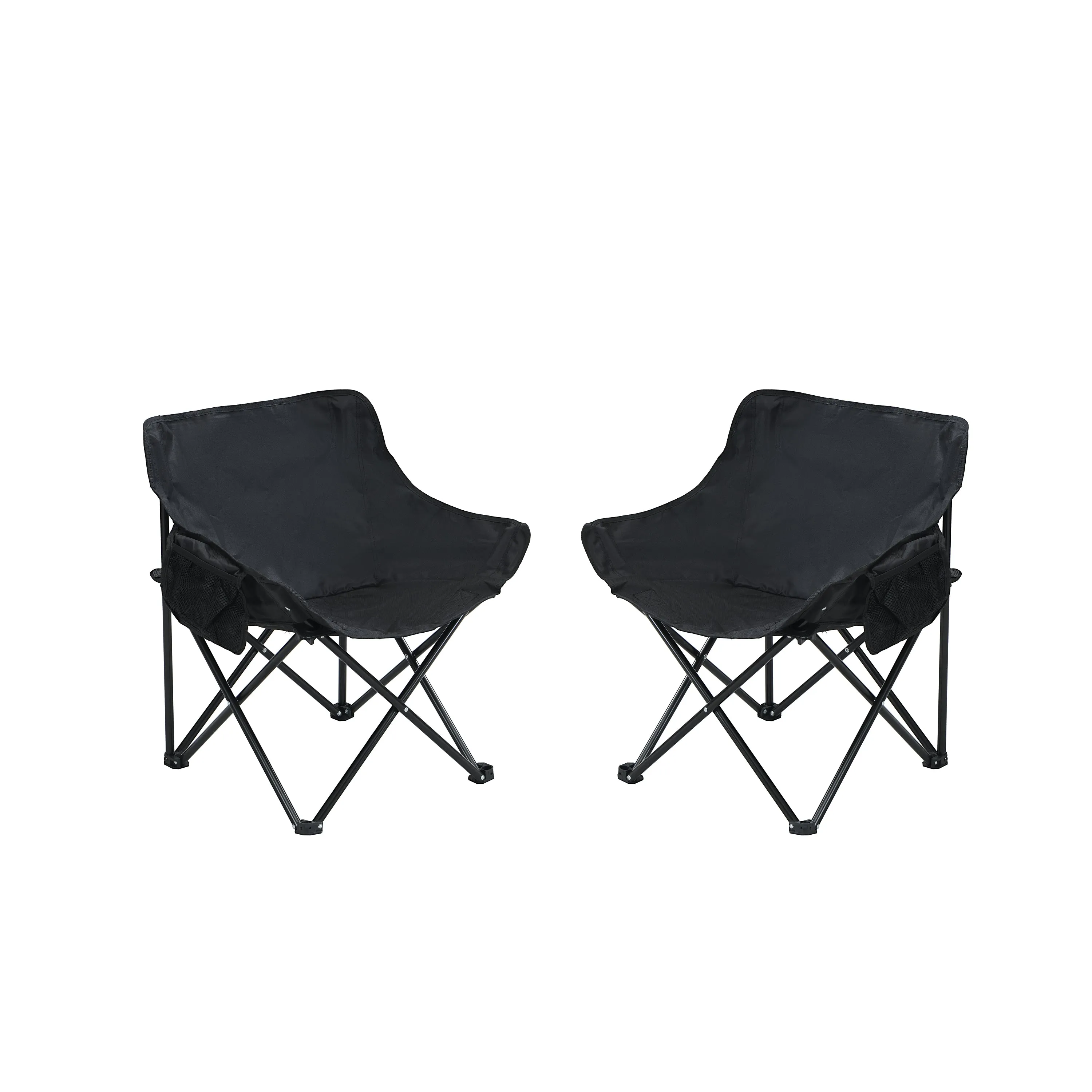 2PCS Folding Outdoor Camping Chairs – Portable Lawn Chairs with Carry Bag – Lightweight & Compact – Black