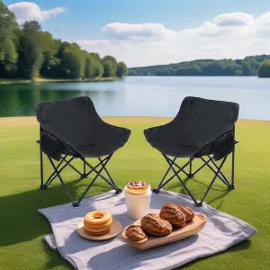 2PCS Folding Outdoor Camping Chairs – Portable Lawn Chairs with Carry Bag – Lightweight & Compact – Black