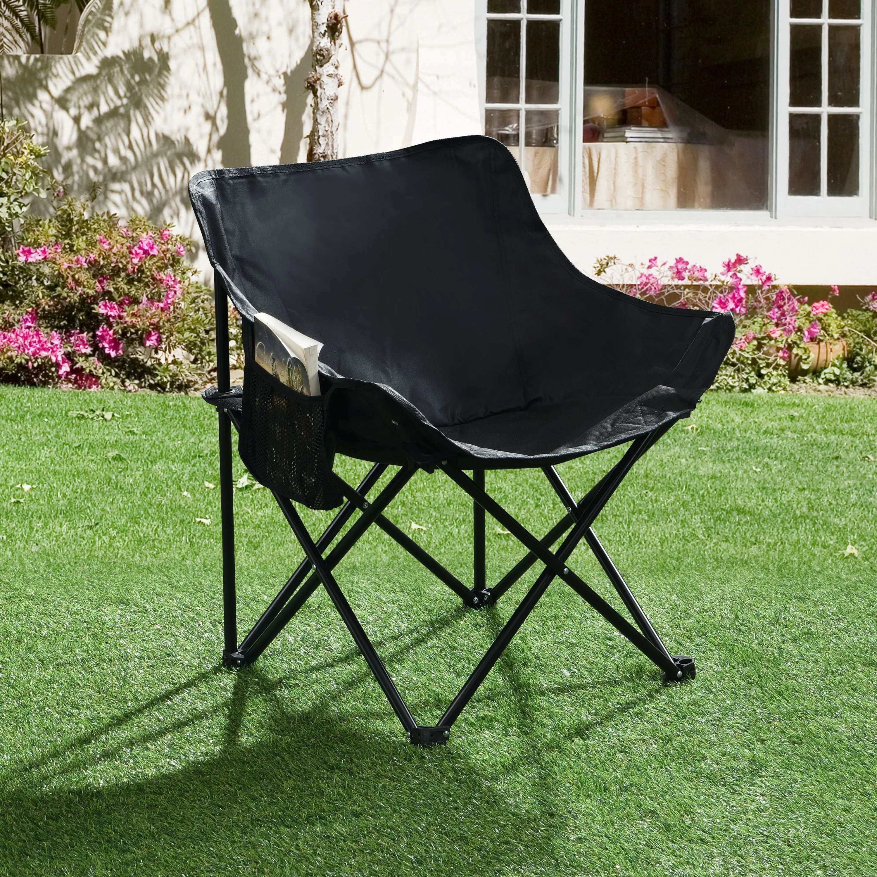 2PCS Folding Outdoor Camping Chairs – Portable Lawn Chairs with Carry Bag – Lightweight & Compact – Black