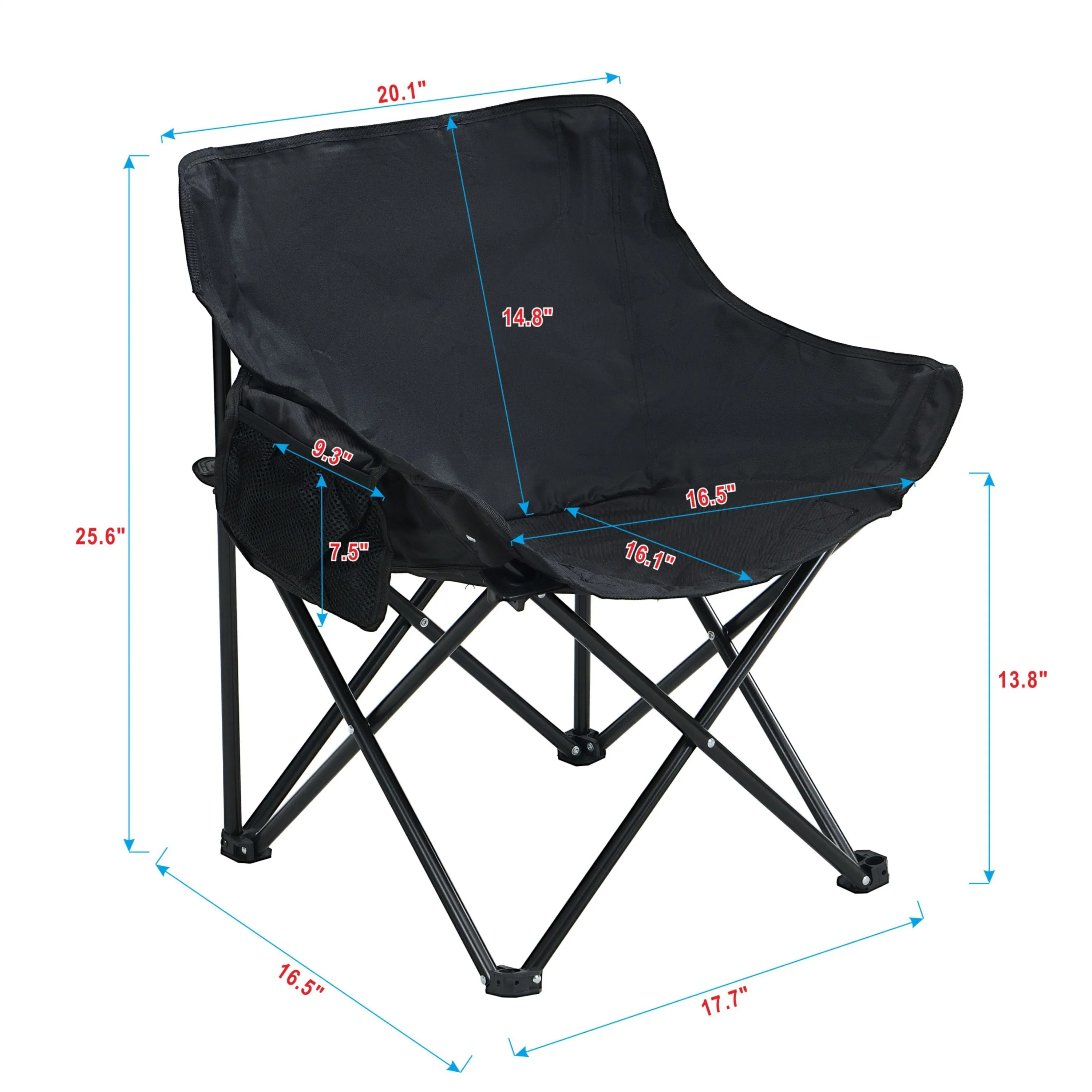 2PCS Folding Outdoor Camping Chairs – Portable Lawn Chairs with Carry Bag – Lightweight & Compact – Black