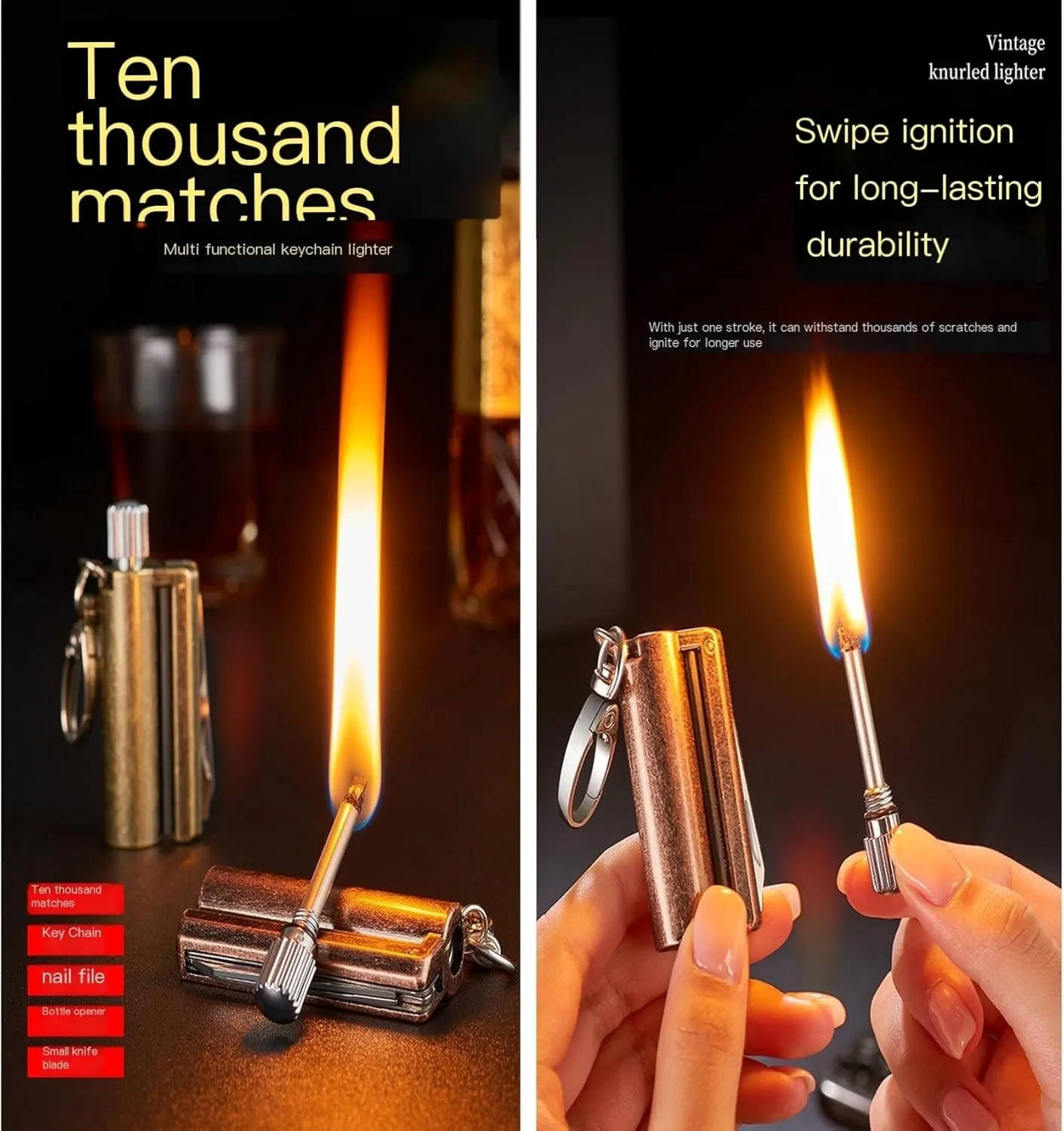 2pcs Permanent Match - Reusable Flint Fire Starter for Camping & Survival | Emergency Fire Starter with Ferro Rod & Striker(B)