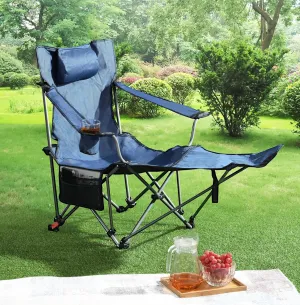 3-Level Adjustable Folding Camping Chair with Cup Holder & Side Pockets | Heavy-Duty Steel Frame, 264 lbs Capacity, Portable Recliner for Outdoor, Beach, Picnic, Fishing, Hiking