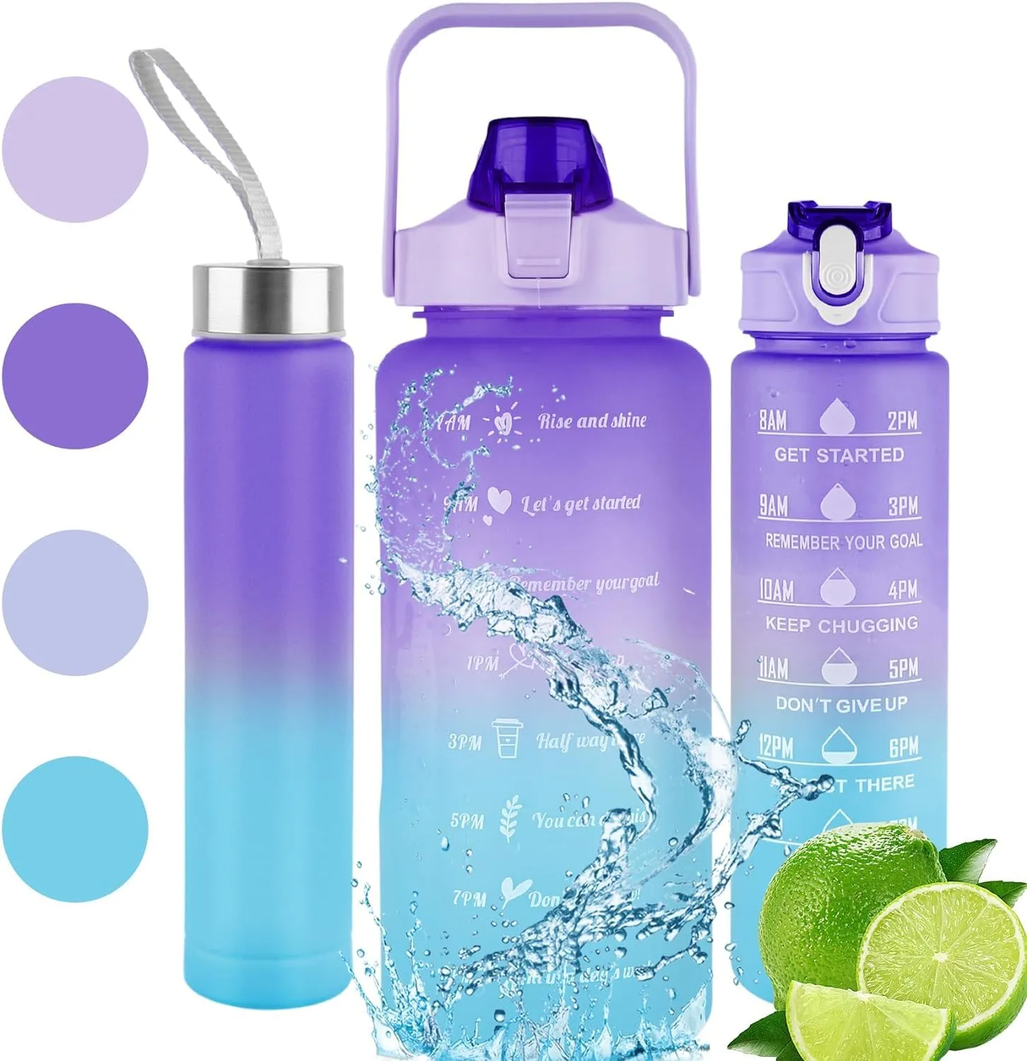 3-Pack Motivational Water Bottles