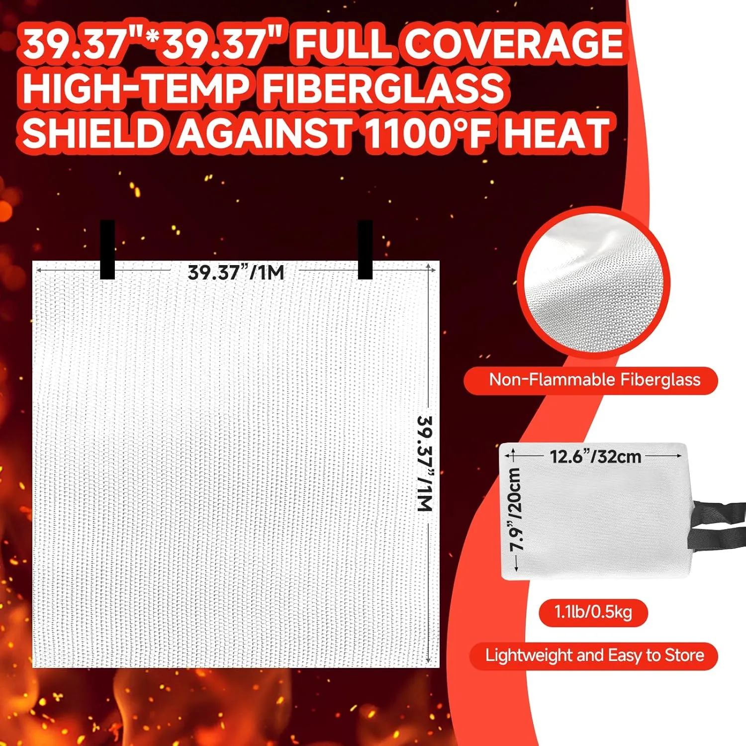 30 Packs Fire Blanket – 39.37x39.37 Inches, 1100℉ Heat Resistant, Emergency Fire Suppression Blanket for Kitchen, Home, Car, Camping – Easy to Use, Non-Toxic, Reusable, Compact & Lightweight