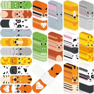 300Pcs Kids Cartoon Bandages Cute Jungle Animal Pattern Wound Plaster Flexible Adhesive Waterproof Breathable Fingertip Band Aid for Girl Boy Children Toddler Wound Protection