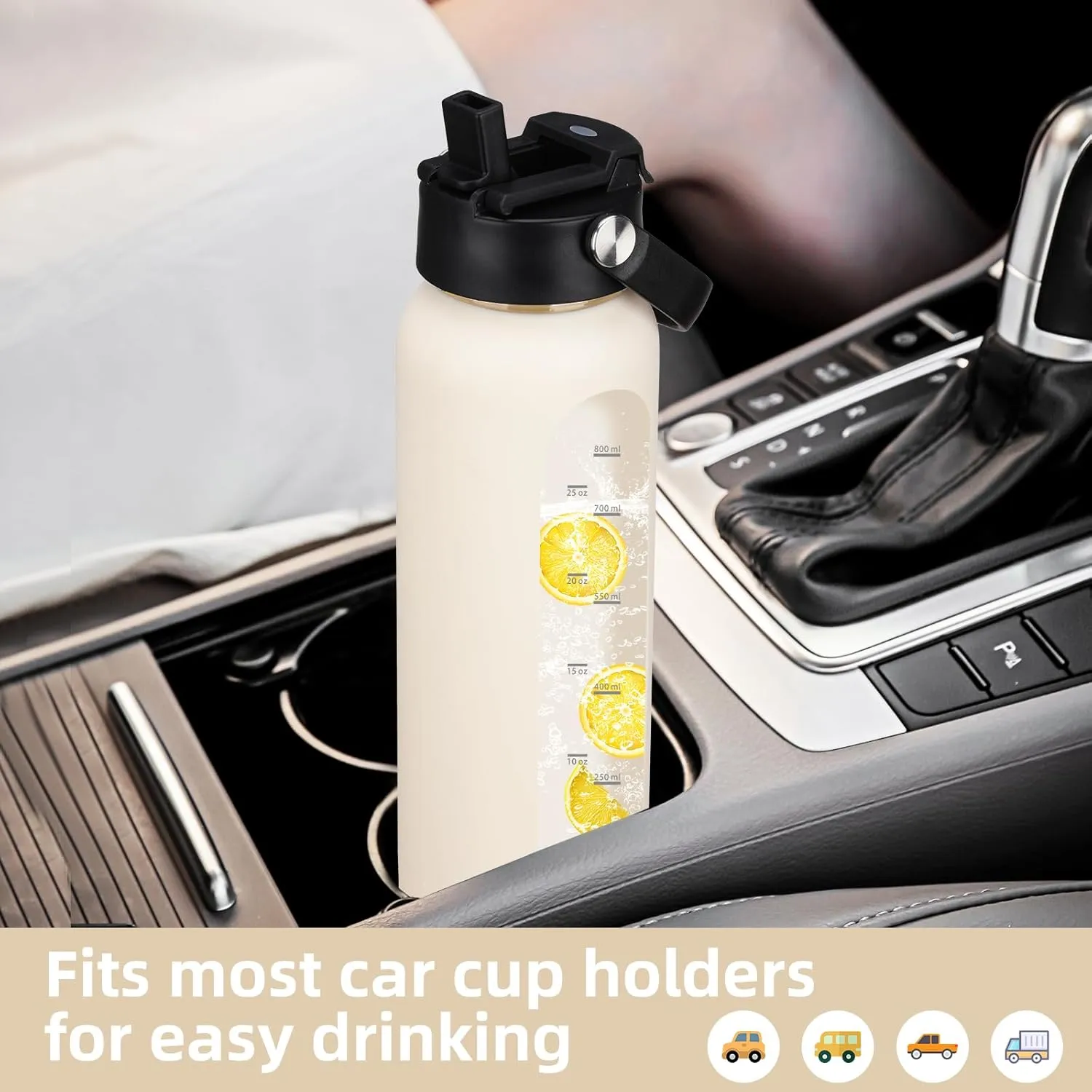 32 oz Glass Water Bottle with 2 Lids-Handle Straw Lid & Bamboo Lid,1 Liter Motivataional Tumbler Water Bottle Time Marker, Borosilicate Glass Water Bottles With Silicone Sleeve, Leakproof
