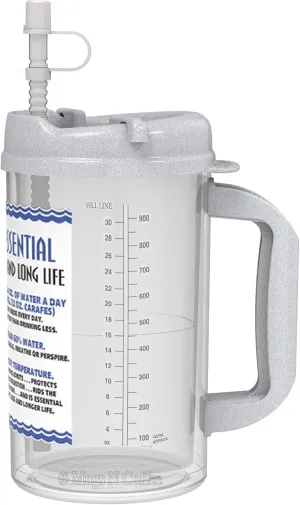 32 oz Water Essential Insulated Cold Drink Hospital Mug with Granite Lid - BPA Free