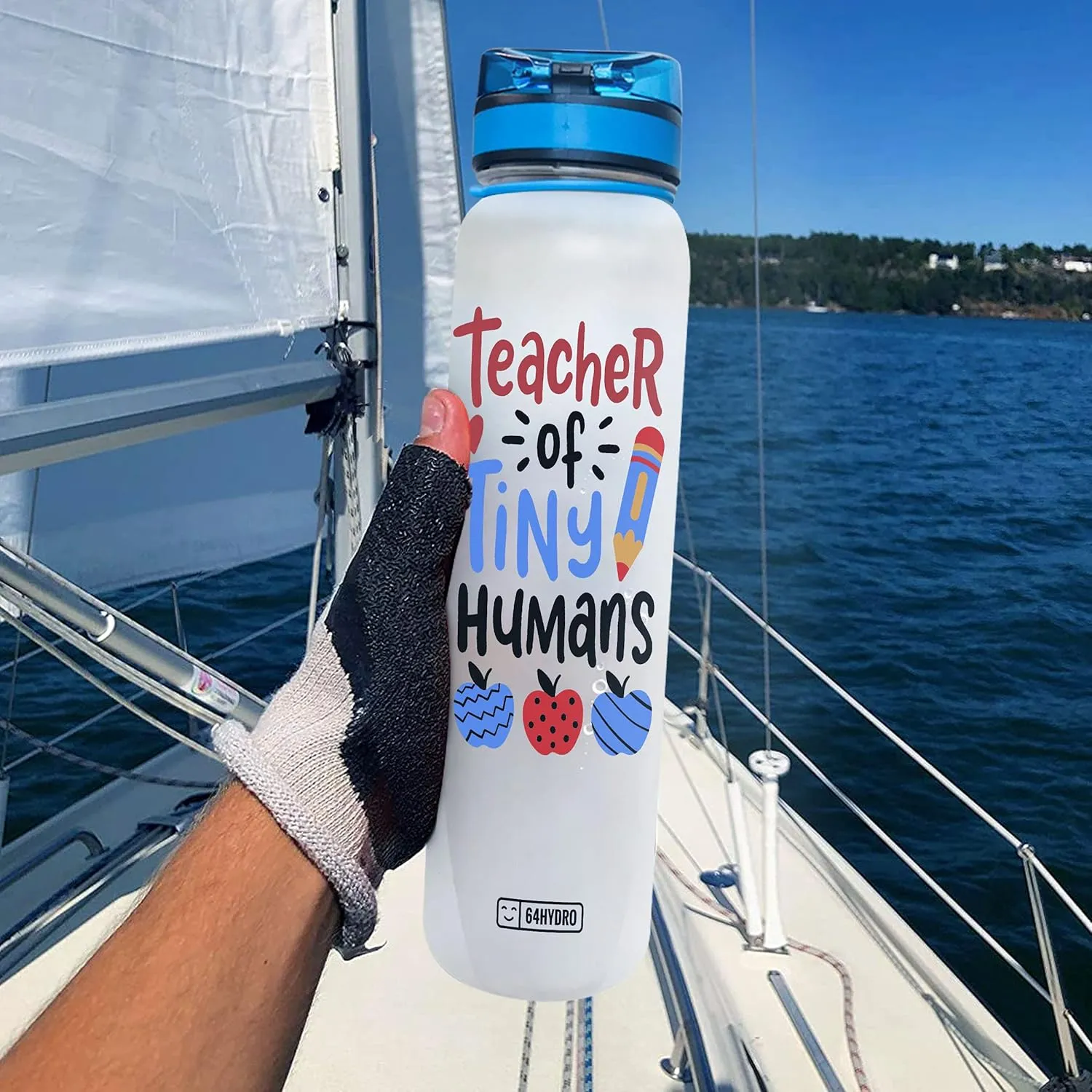 32oz 1liter Kindergarten Teacher Water Bottles with Time Marker, Motivational Water Tracker Bottle with Times to Drink, Teacher Appreciation Gifts, Testday, End of School Year, Back to School Gifts