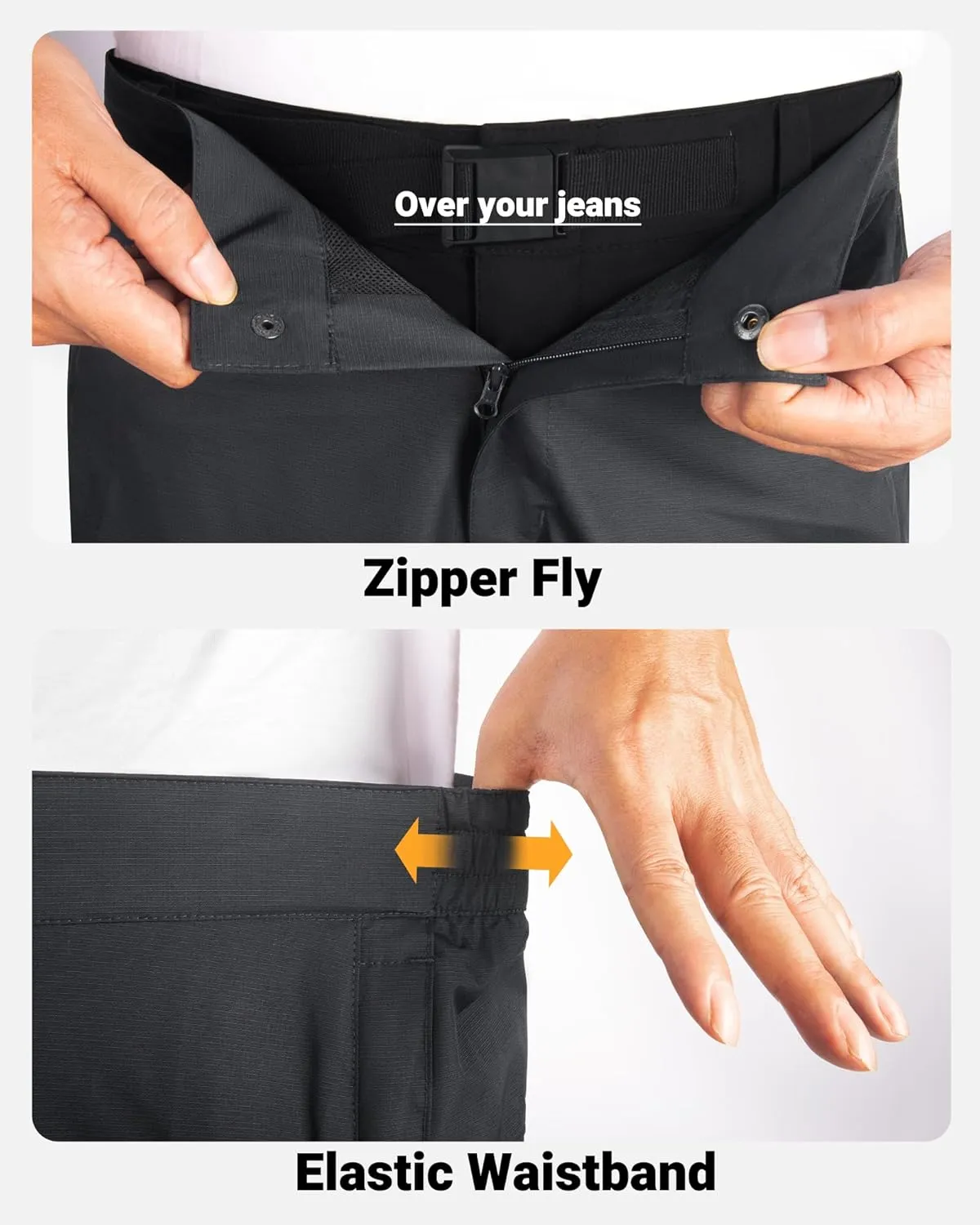33,000ft Men's Full Zip Rain Pants Waterproof Lightweight for Hiking,Fishing,Golf