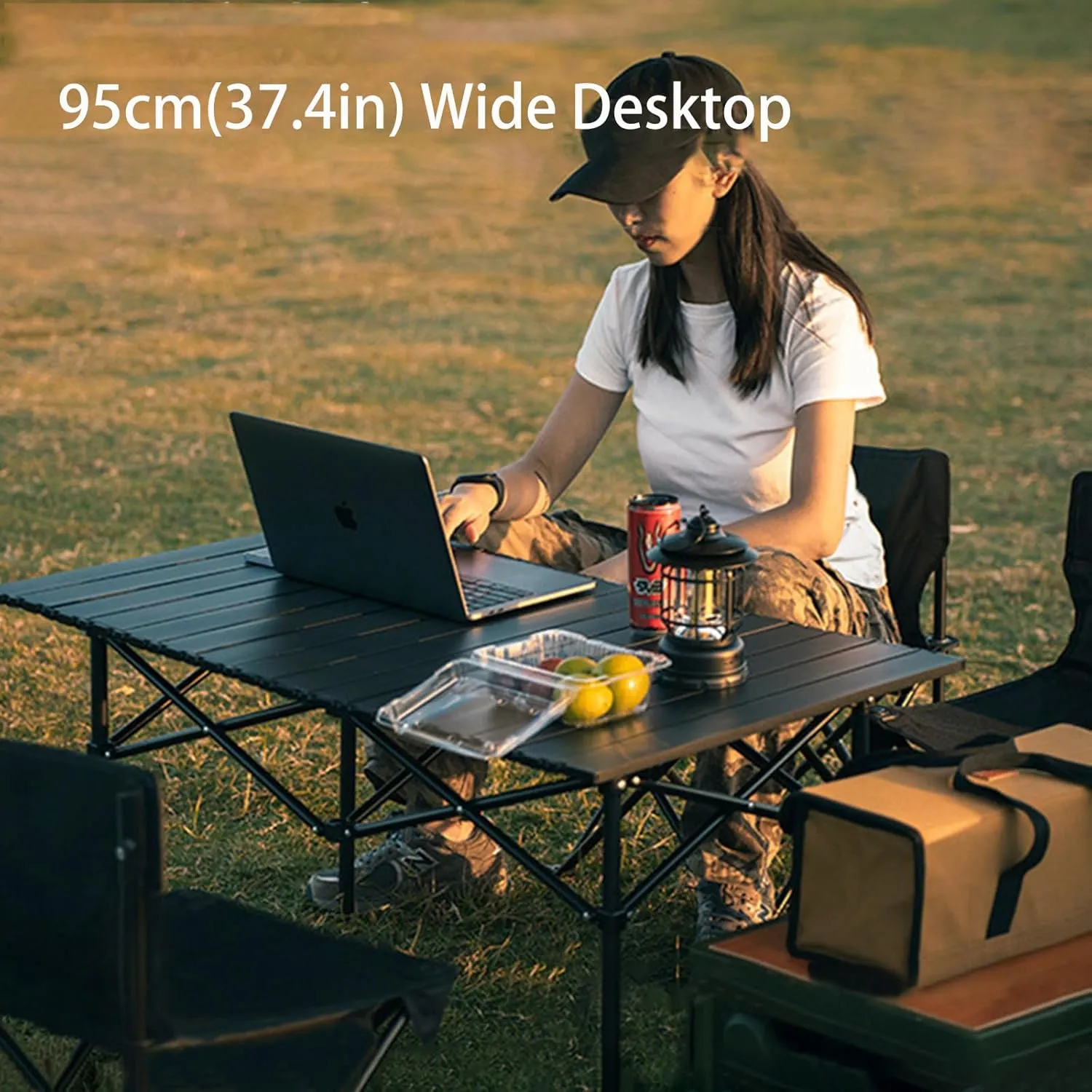 4-6 Persons Portable Outdoor Folding Table, Camping Folding Table with Mesh Bag, Roll Up Lightweight Picnic Table for Hiking, Backpacking and Fishing