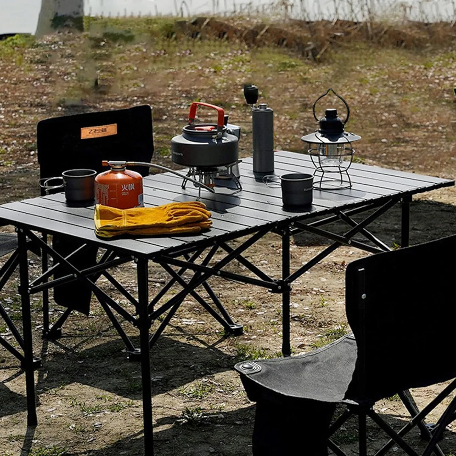 4-6 Persons Portable Outdoor Folding Table, Camping Folding Table with Mesh Bag, Roll Up Lightweight Picnic Table for Hiking, Backpacking and Fishing