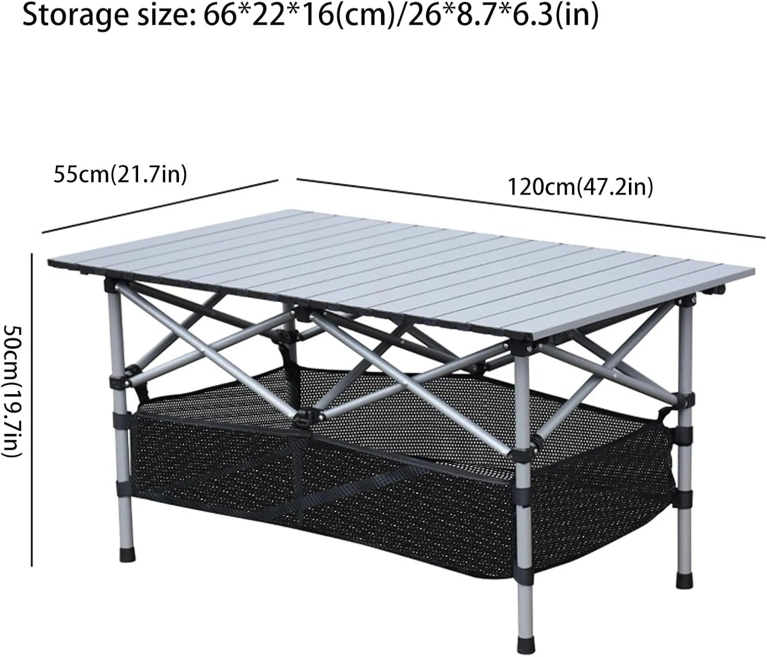 4-6 Persons Portable Outdoor Folding Table, Camping Folding Table with Mesh Bag, Roll Up Lightweight Picnic Table for Hiking, Backpacking and Fishing