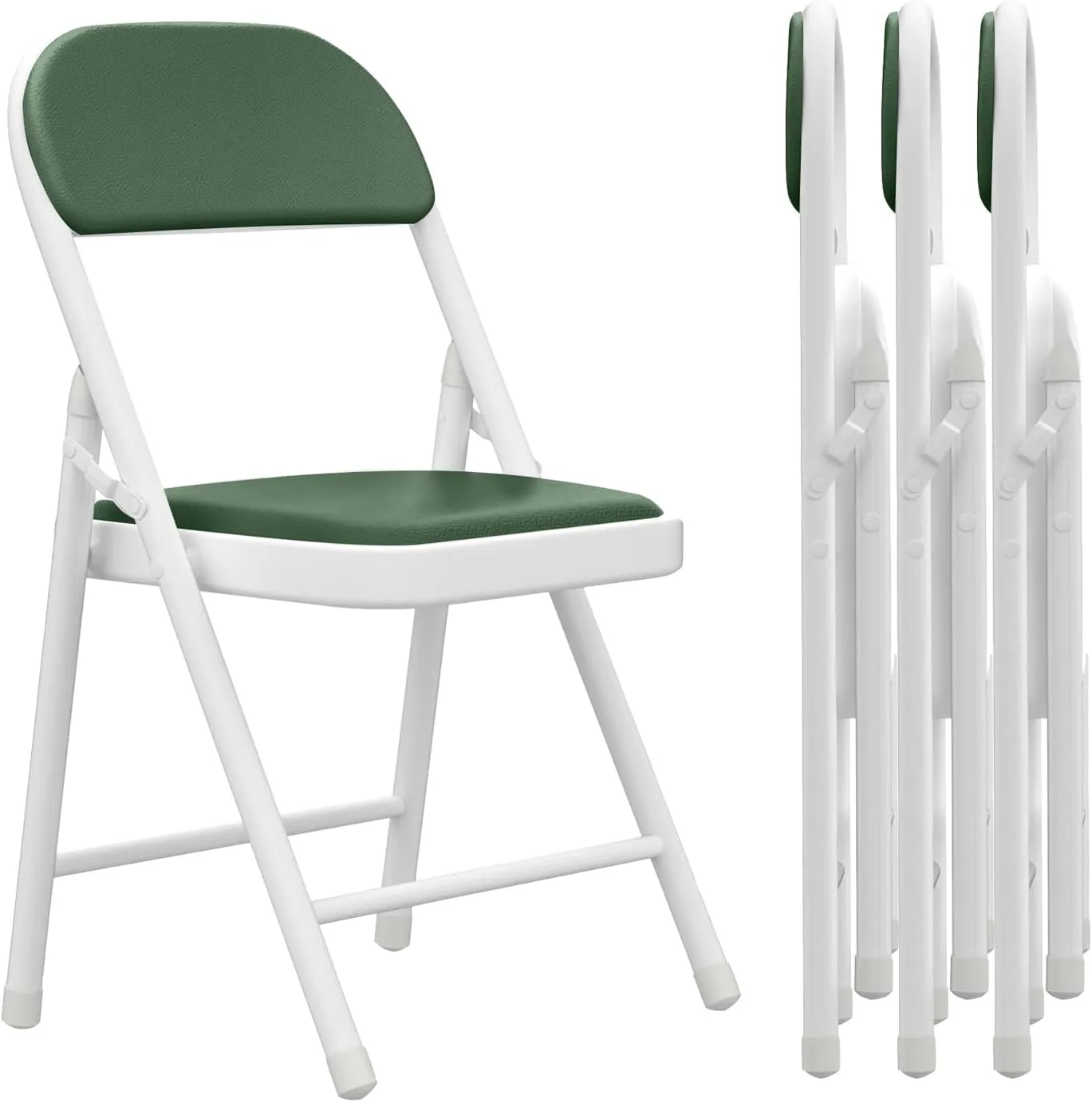 4 Pack Folding Chairs with Padded Cushion, Portable Stackable Foldable Chair for Indoor Outdoor, Commercial Seat with Metal Frame for Home Office Events Wedding Party (4, Green)