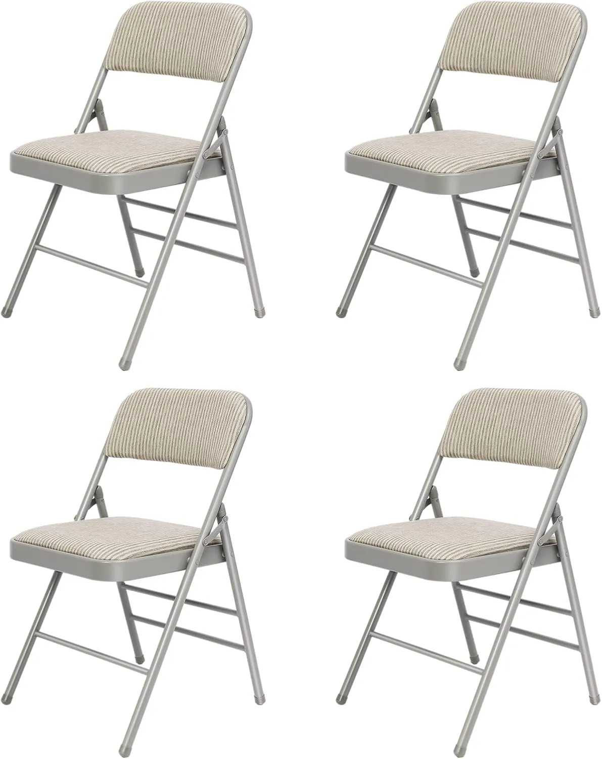 4 Pack Grey Folding Chairs with Fabric Padded Cushion, Fabric Dining Chair Set Portable Indoor Outdoor Stackable Folding Chair for Home Office Events Wedding Party