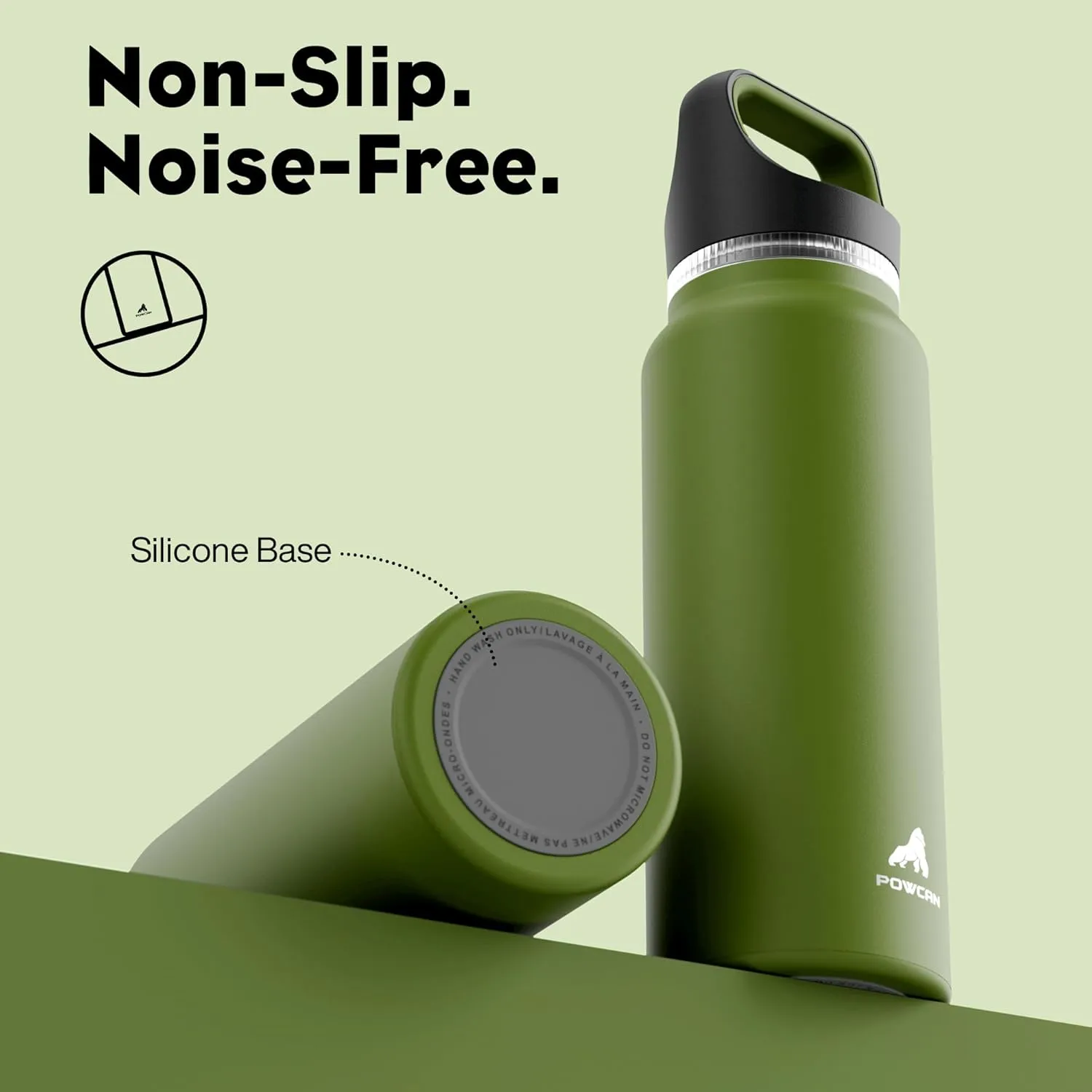 40 oz Insulated Water Bottle for Camping: 3 Lids, Leakproof, Keep Ice 24H and Hot 12H, Double Wall, Large Metal Water Flask with Handle for Gym, Hiking, Climbing, Workout, Travel (Forest Green)
