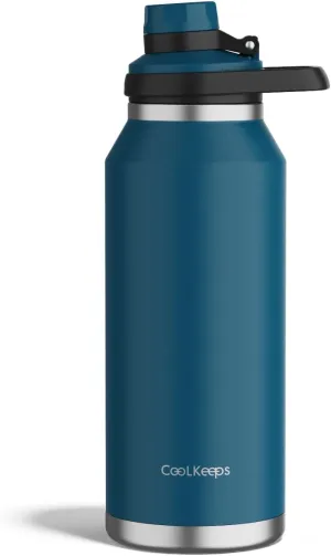 40 oz Insulated Water Bottle, Sports Stainless Steel Water Bottle with Handle Lid Outdoor Wide Mouth Metal Flask (Blue)