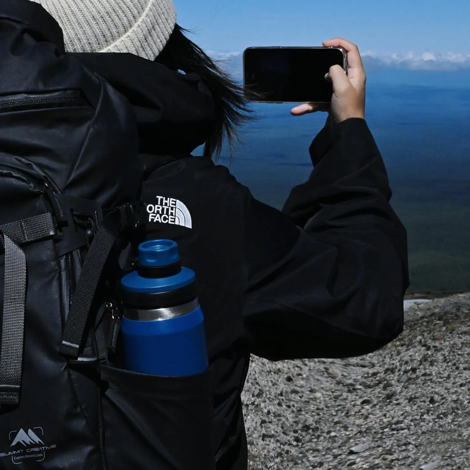 40 oz Insulated Water Bottle, Sports Stainless Steel Water Bottle with Handle Lid Outdoor Wide Mouth Metal Flask (Blue)