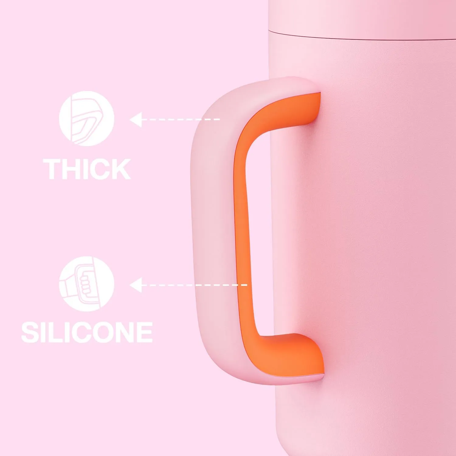 40 oz Tumbler with Handle and Straw, 100% Leakproof Insulated Tumbler with Lid and Straw, Stainless Steel Travel Mug, Keeps Cold for 34 Hours, Car Cup Holder Friendly (Blush)