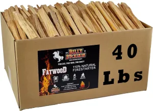 40lb Fatwood Fire Starter Sticks, Easy Firestarter with Just 2 Sticks in All Weather Conditions, Fire Starters for Firepit, Campfire, Wood Stoves, Fireplaces, Bonfires by Billy Buckskin (40 Pound Bag)