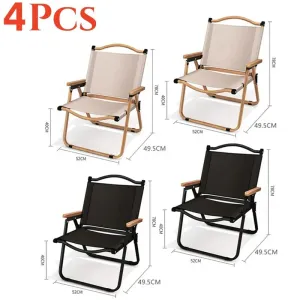 4/2/1PCS-khaki Camping Chair Portable Outdoor Chair Aluminum Alloy Wood Grain Folding Chair Camping Equipment Kermit Chair
