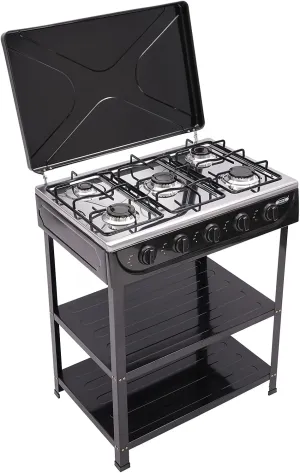 5 Burner Natural Gas Stove 2.5KW Portable Gas Stove with 5 Control Knobs, Natural Gas Burner Outdoor Camping Gas Stove Outdoor Camping BBQ Stove for RV Apartment Outdoor Cooking (Black)