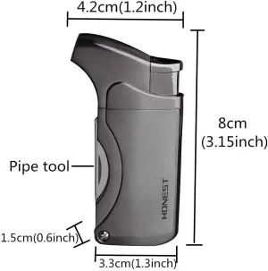 5 in 1 Multifunctional Tobacco Pipe Lighter Refillable Cigarette Lighter Windproof Cigar Lighter with 4 Pipe Cleaner Tool (Gray)