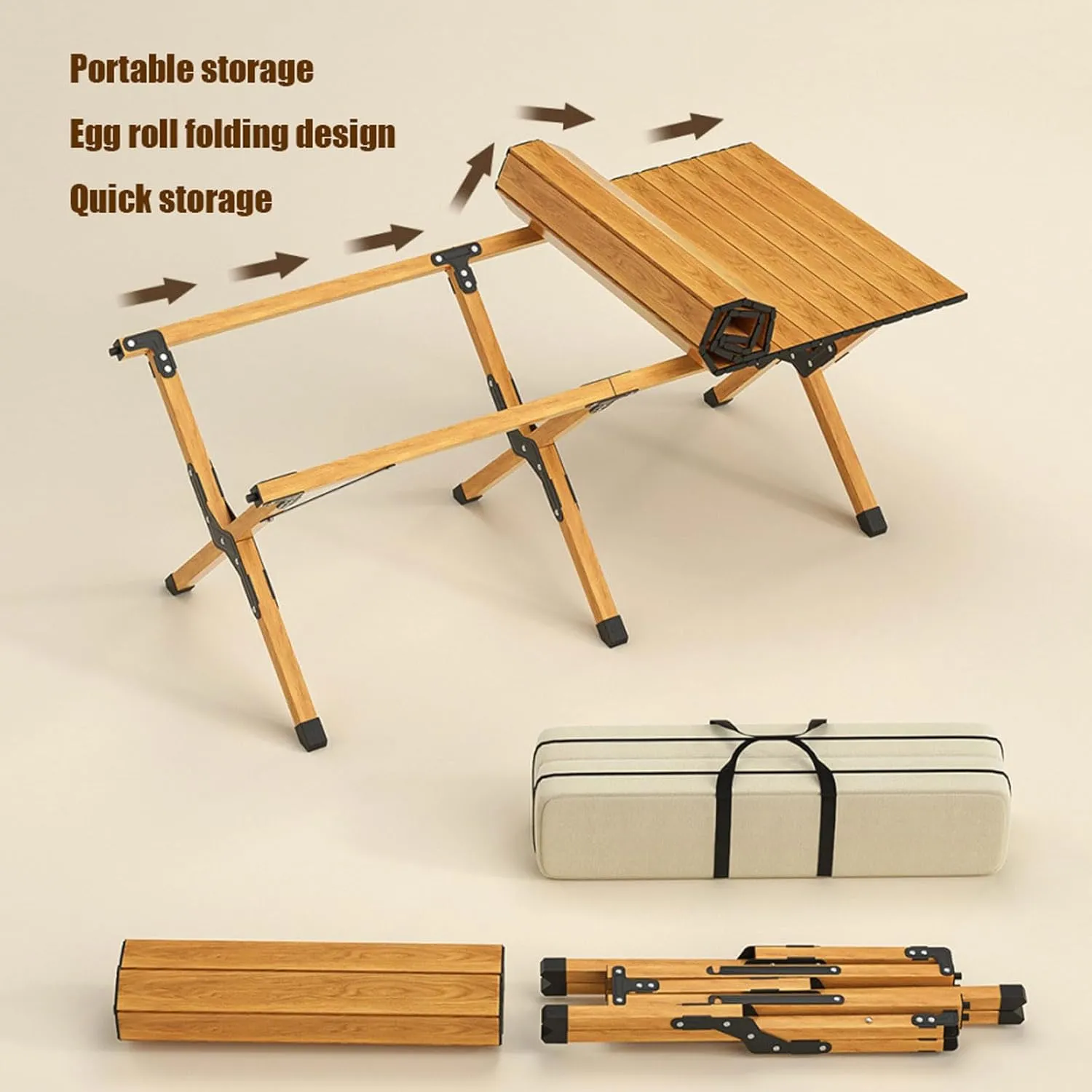 5-PCS Folding Camping Table airs Portable Outdoor Lawn airs and Aluminum Roll-up Table with Carrying Bag, Lightweight Picnic Table and airs for Patio Garden BBQ