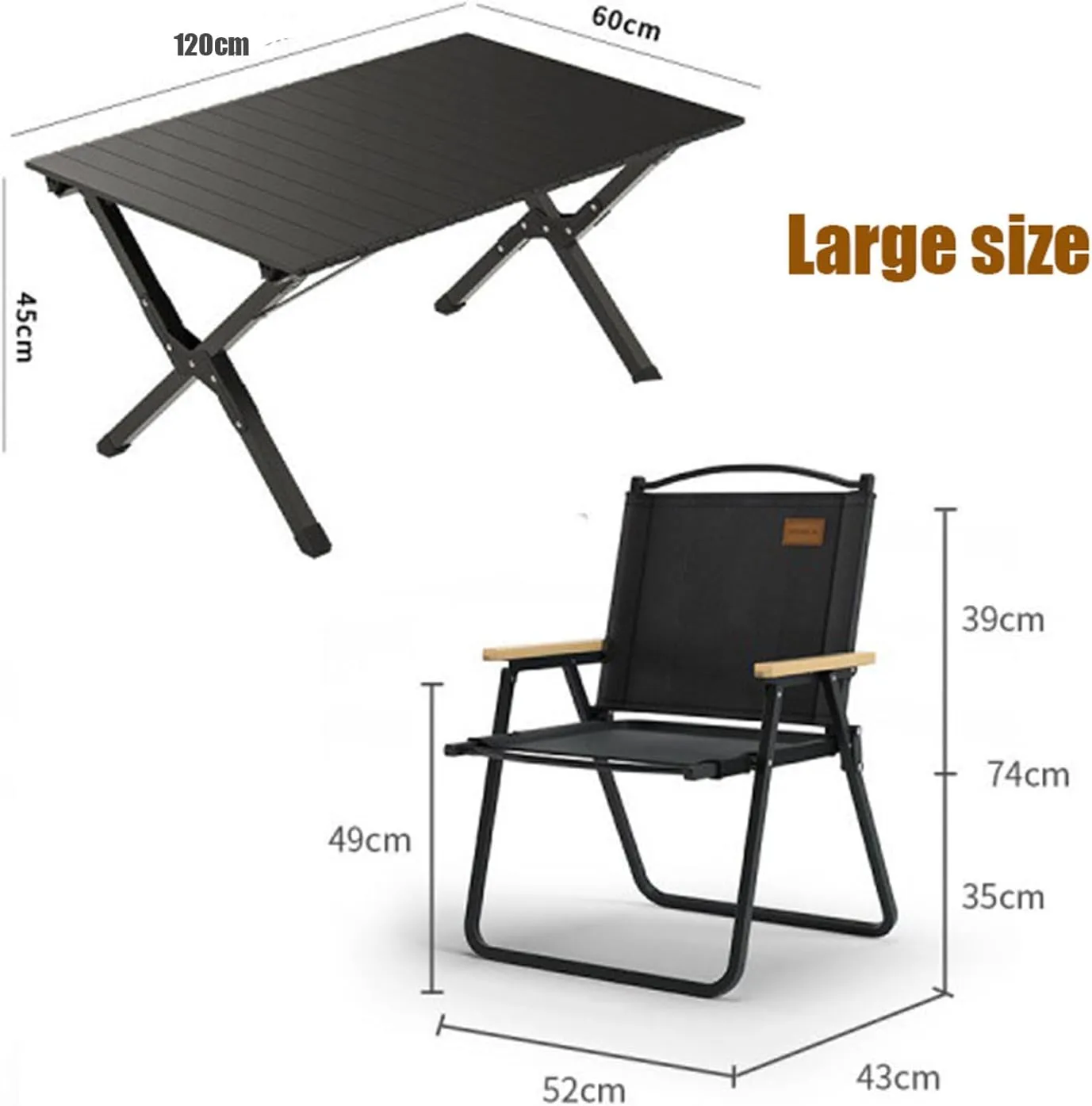 5-PCS Folding Camping Table airs Portable Outdoor Lawn airs and Aluminum Roll-up Table with Carrying Bag, Lightweight Picnic Table and airs for Patio Garden BBQ