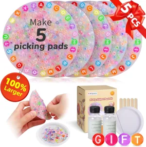 5 Pcs Picky Fidget Pads Kit, Skin Picking Fidget Toys, Sensory Picking Pad for Anxiety, Dermatillomania, DIY Making Kit for Pick Party Toy 6  Kids, Adults, Gifts for Skin Pickers