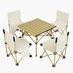 5-Piece Camping Table and Chair Set – Portable Table and Foldable Chairs with Storage Bags, Supports up to 220 lbs, Portable and Lightweight - Camping Chair with Table Set