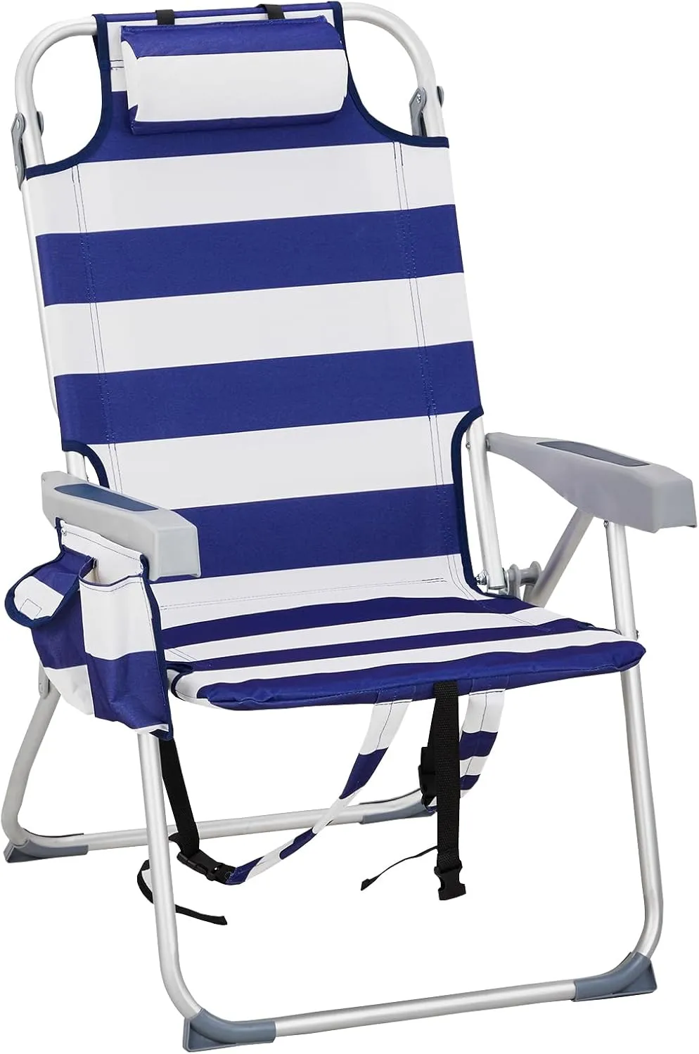 5 Position Beach Chair Portable Camping Chair, Folding Backpack Beach Chair Folding Beach Chair Foldable Camping Chair Backpack Chair for Beach Lawn Concert