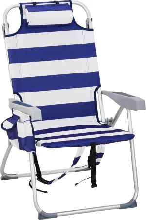 5 Position Beach Chair Portable Camping Chair, Folding Backpack Beach Chair Folding Beach Chair Foldable Camping Chair Backpack Chair for Beach Lawn Concert