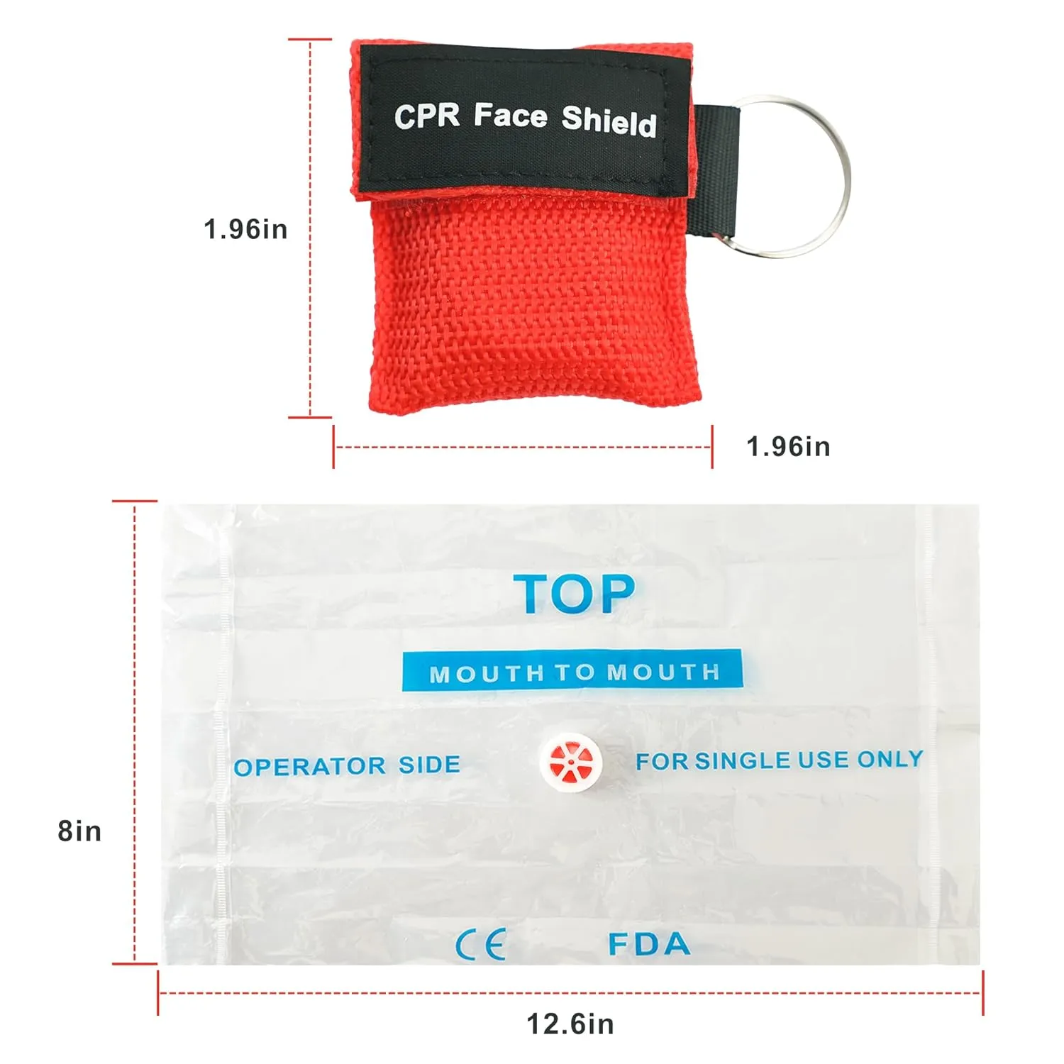 50 Packs CPR Pocket Mask, CPR Face Shield for Keychain, One-Way CPR Emergency Face Shield for First Aid Cardiac Resuscitation Training (50)