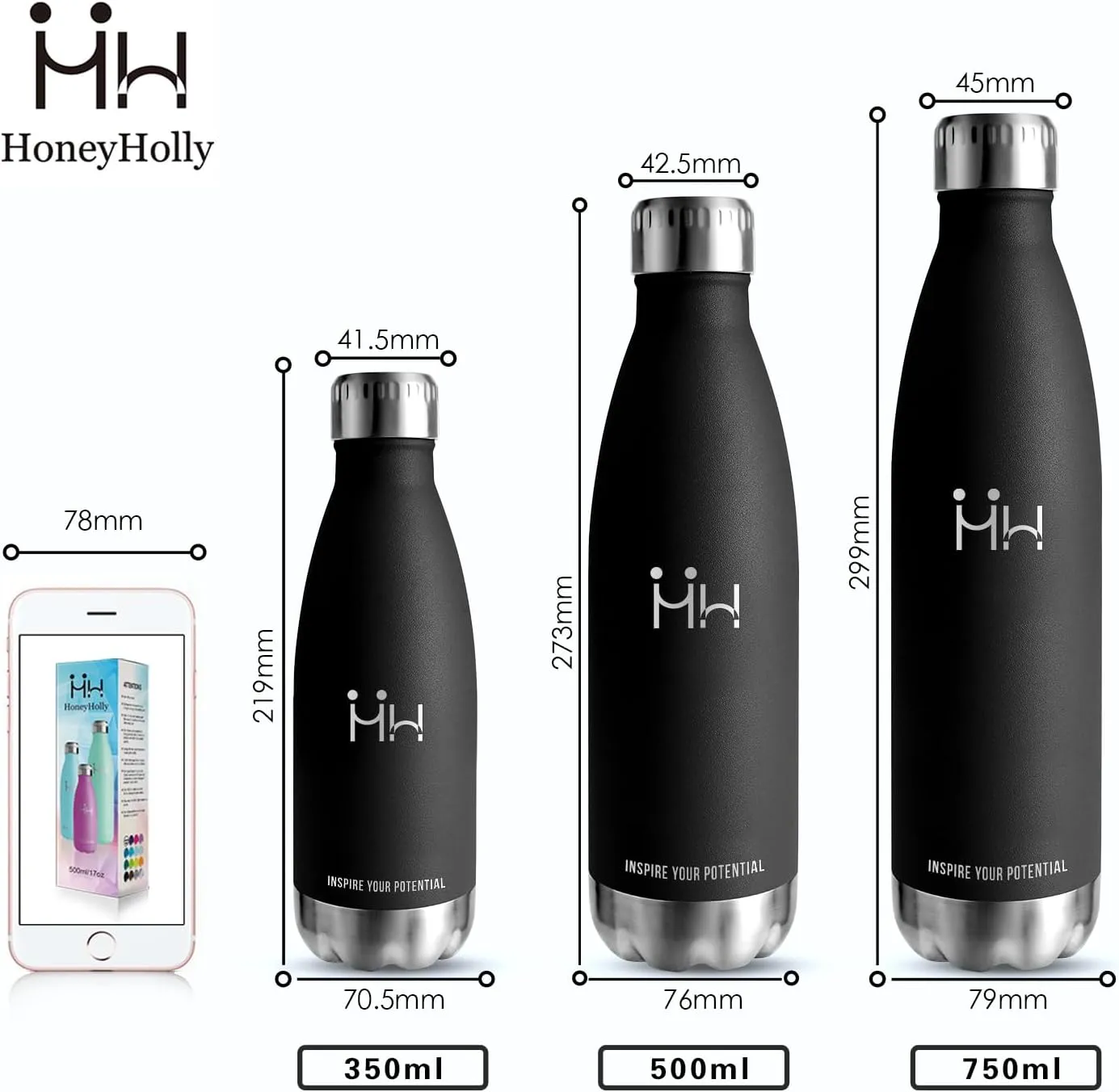 500 ml BPA-Free Stainless Steel Insulated Water Bottle, Double-Walled, Leak-Proof, Keeps Cold Up to 24 Hours, Hot Up to 12 Hours, Perfect for Home, Gym, Travel, Office