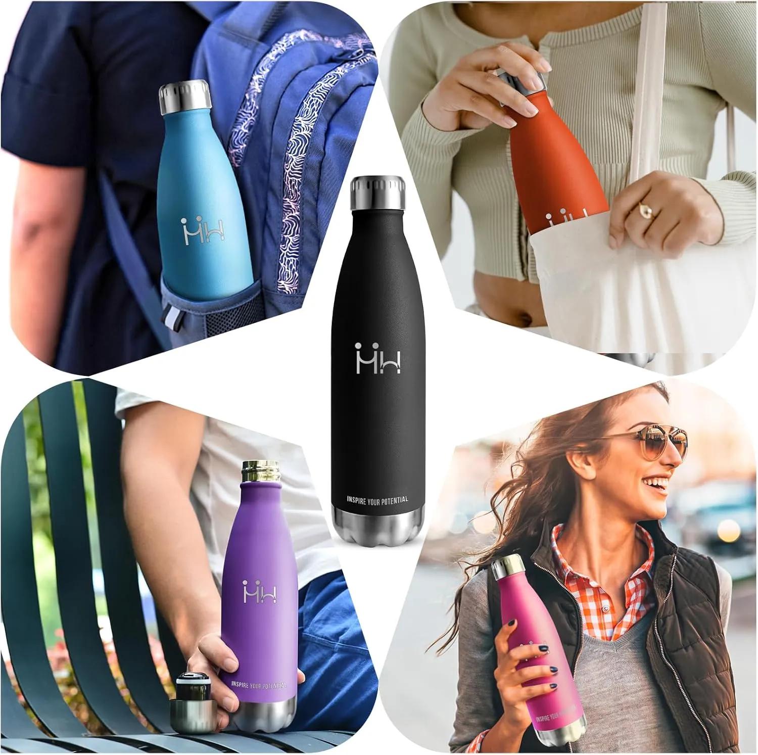 500 ml BPA-Free Stainless Steel Insulated Water Bottle, Double-Walled, Leak-Proof, Keeps Cold Up to 24 Hours, Hot Up to 12 Hours, Perfect for Home, Gym, Travel, Office