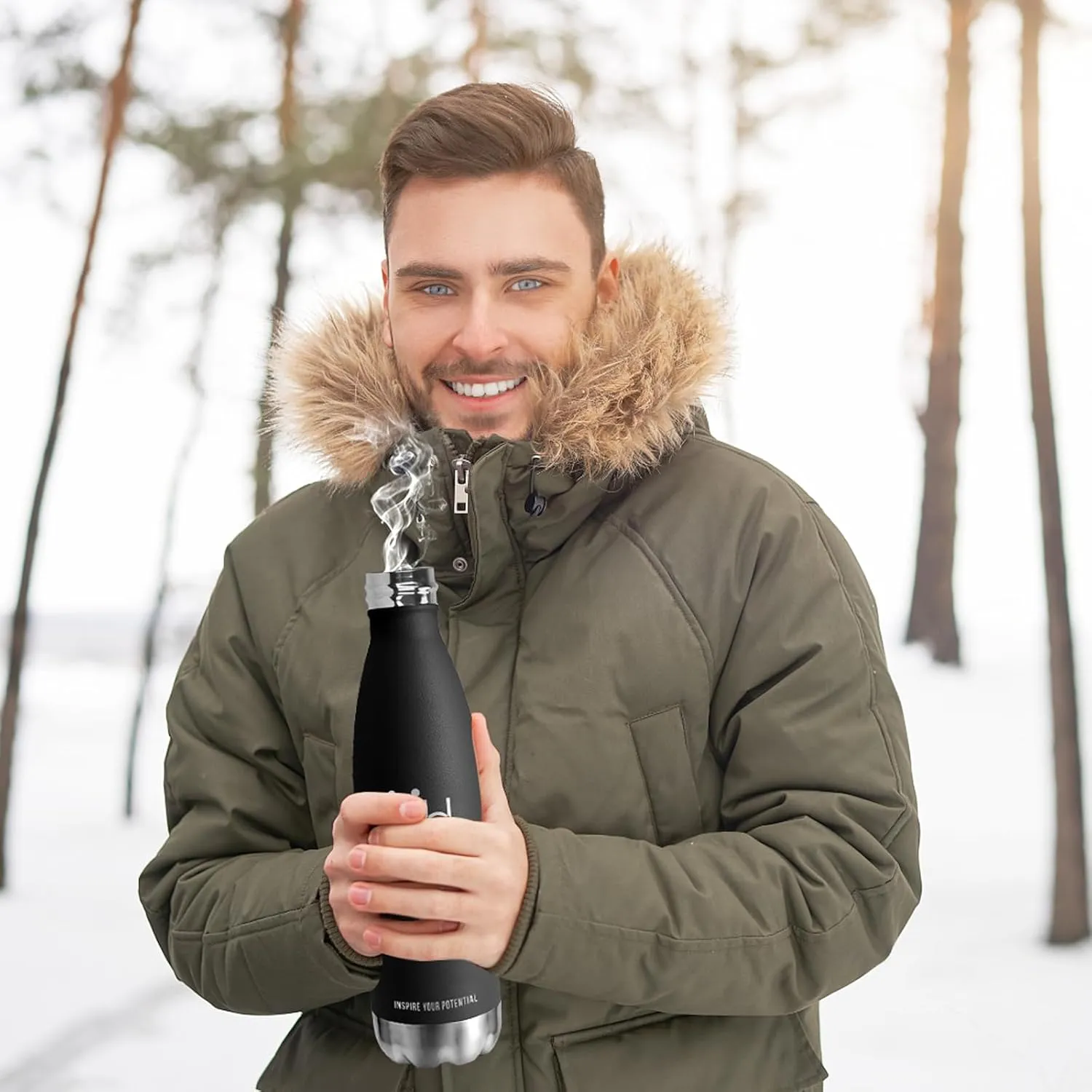 500 ml BPA-Free Stainless Steel Insulated Water Bottle, Double-Walled, Leak-Proof, Keeps Cold Up to 24 Hours, Hot Up to 12 Hours, Perfect for Home, Gym, Travel, Office