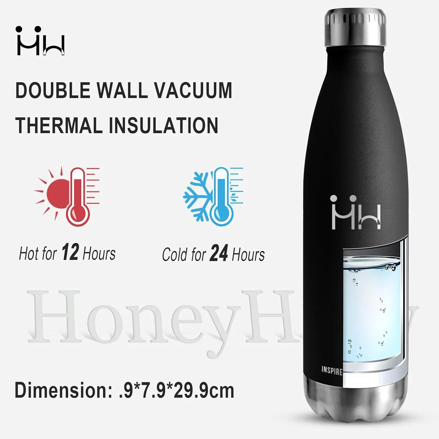 500 ml BPA-Free Stainless Steel Insulated Water Bottle, Double-Walled, Leak-Proof, Keeps Cold Up to 24 Hours, Hot Up to 12 Hours, Perfect for Home, Gym, Travel, Office