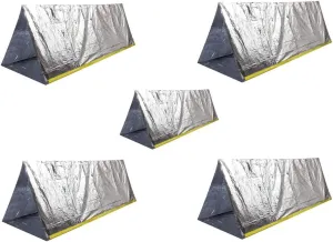 5Pcs Emergency Survival Shelter Tent, Foldable Waterproof Emergency Tents with Rope, Lightweight Thermal Shelter, Keep You Dry and Warmth, for Survival Camping Extreme Weather