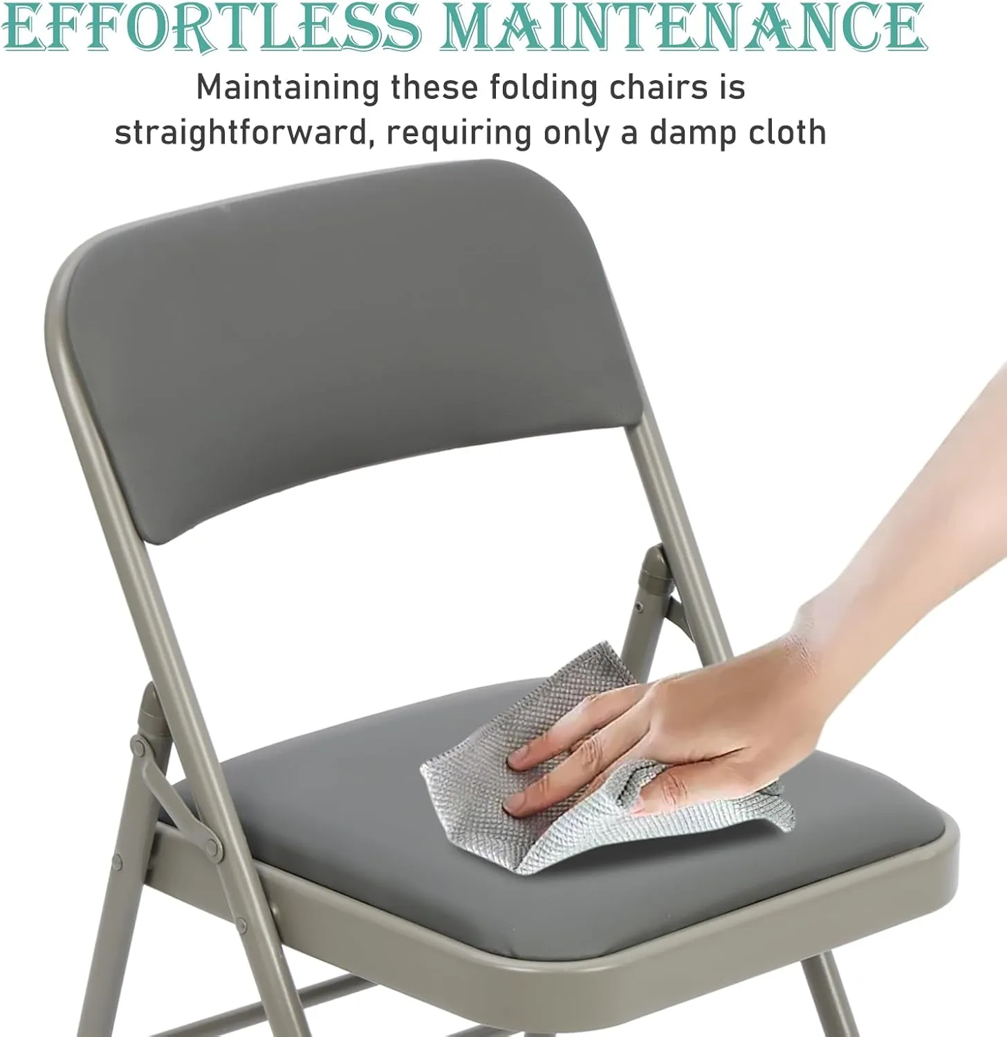 6 Pack Grey Folding Chairs with PU Padded Cushion, Padded Dining Chair Set Portable Indoor Outdoor Stackable Folding Chair with Steel Frame for Home Office Events Wedding Party