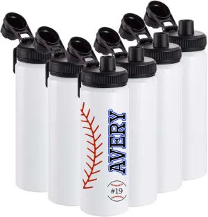 6 Pack Sublimation Water Bottle Blanks, 26oz Personalized Reusable Water Bottles Bulk with Handle & Spout Lid, Aluminum, Leak Proof & Lightweight for Sports Travel Gym Teacher Nurse DIY Gift, White