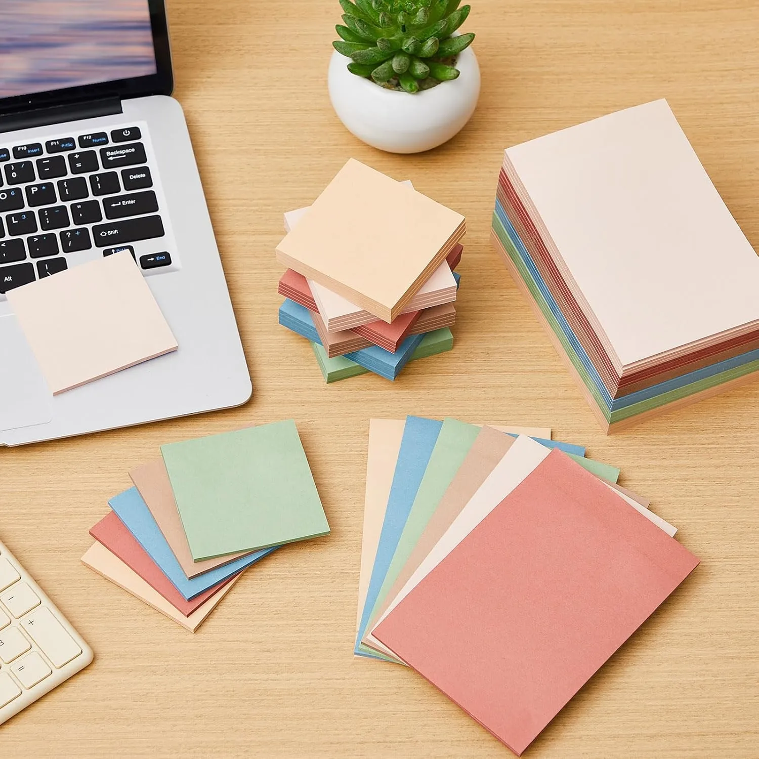 60 Pack/ 1800 Sheets Blank Sticky Notes Including 30 Pack 4'' x 6'' and 30 Pack 3'' x 3'' Aesthetic Sticky Pads 6 Colors Adhesive Self Stick Note Pads for Office Desk School Supplies