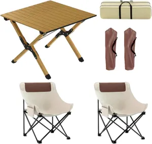 60cm Folding Table with airs, Aluminum Roll-up Camping Table Portable Collapsible airs Lightweight Garden Table for BBQ Camping Outdoors